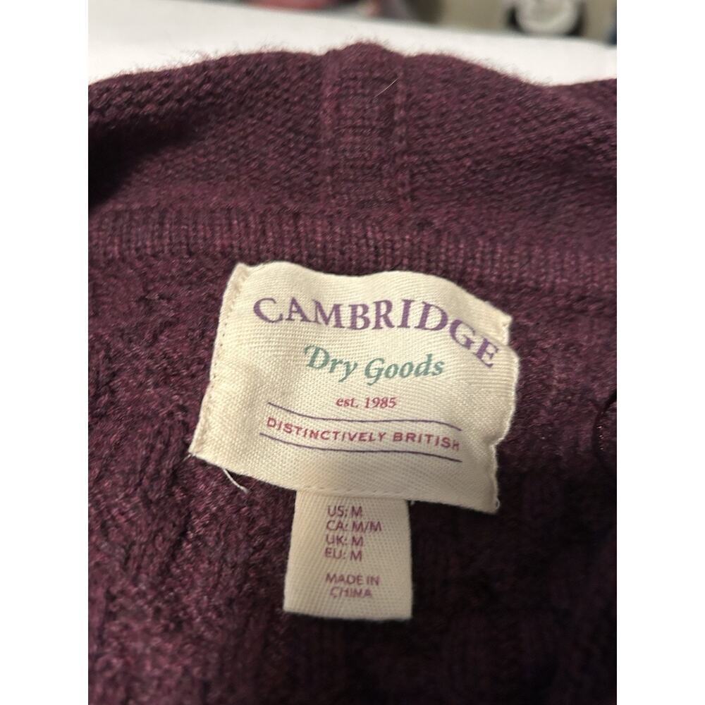 CAMBRIDGE Dry Goods Burgundy Full Zip Cable Knit Hooded Sweater Size M - Picture 3 of 9